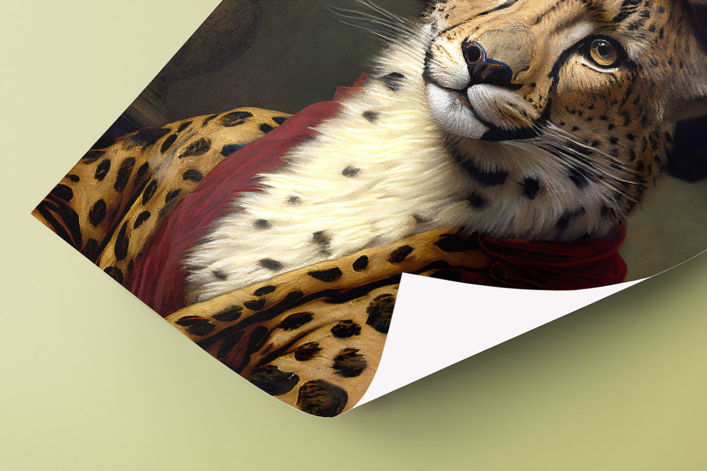 Baroque Style Cheetah Portrait Poster | Animal Wall Decor | Feline Art Print for Framing