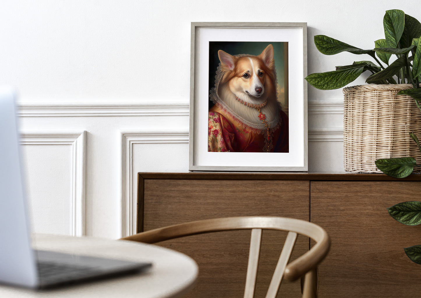 Baroque Style Corgi Portrait Poster - Noble Dog Wall Art, Animal Decoration, Frame-Ready Wall Poster