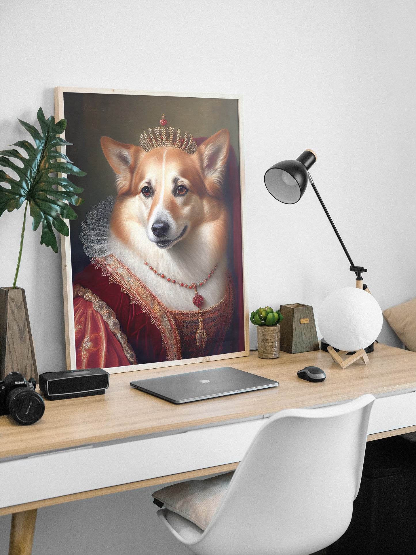 Baroque Style Corgi Portrait Poster | Noble Animal Wall Art Decoration | Dog Wall Poster for Framing
