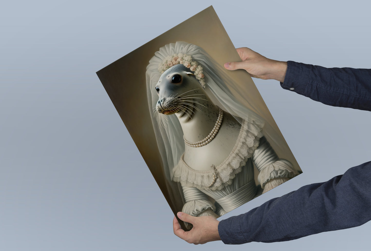 Seal Wedding Dress Poster - Animal Wall Décor | Unique Bride Wall Art | Funny Frame Gift
