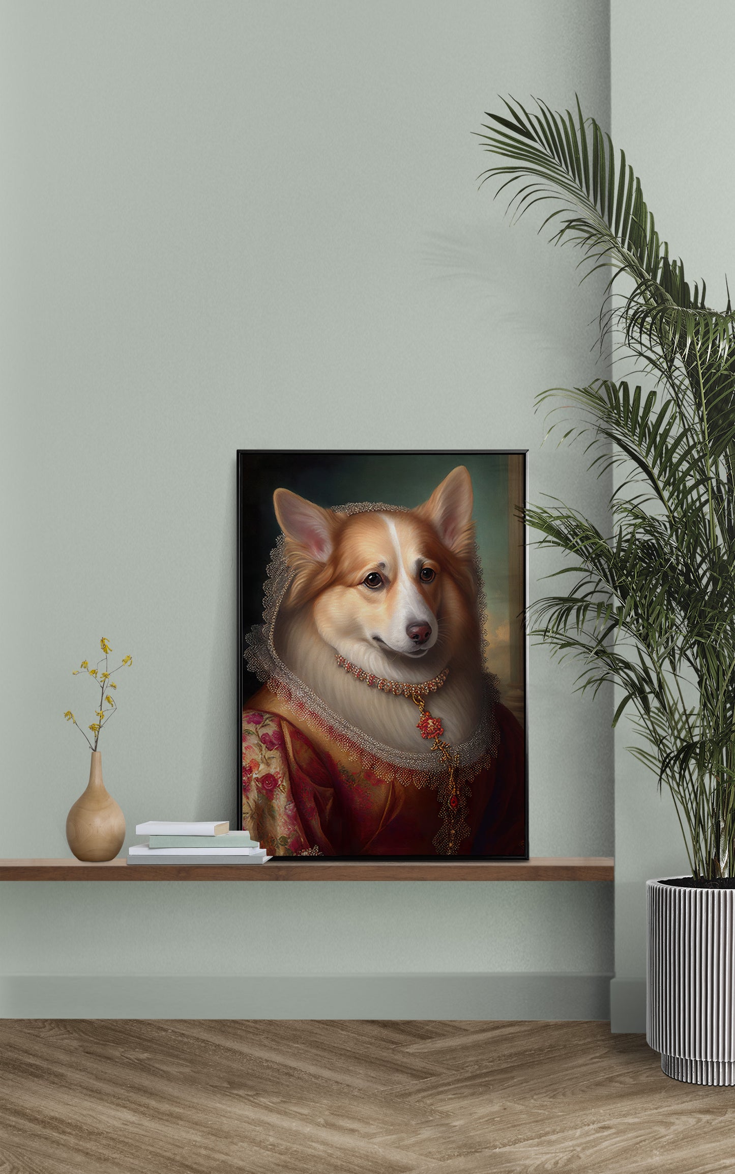 Baroque Style Corgi Portrait Poster - Noble Dog Wall Art, Animal Decoration, Frame-Ready Wall Poster