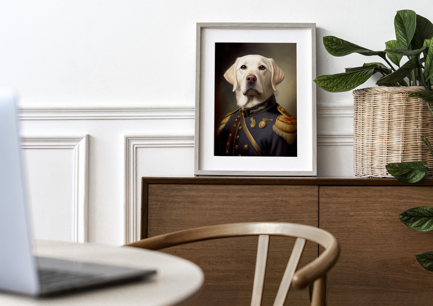 Poster Labrador Sable en Uniforme Militaire - Décoration Murale Animaux, Affiche pour Intérieur