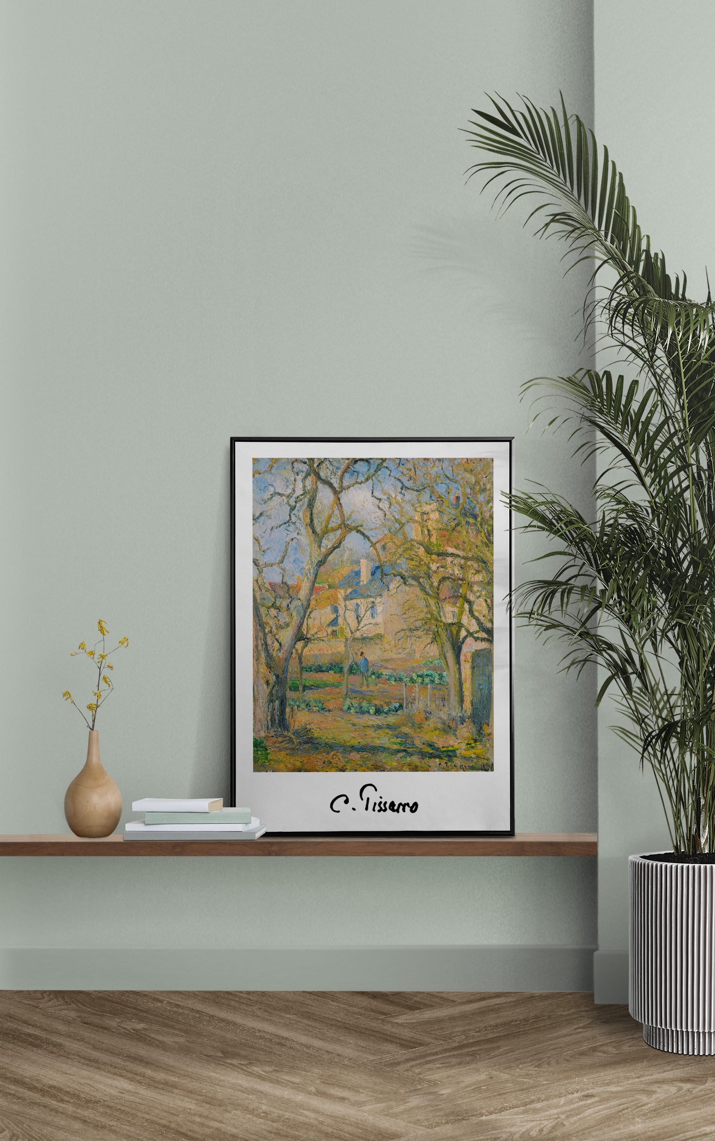 Camille Pissarro Poster: The Vegetable Garden at L'Hermitage - Impressionist Art Print for Wall Decoration and Framing