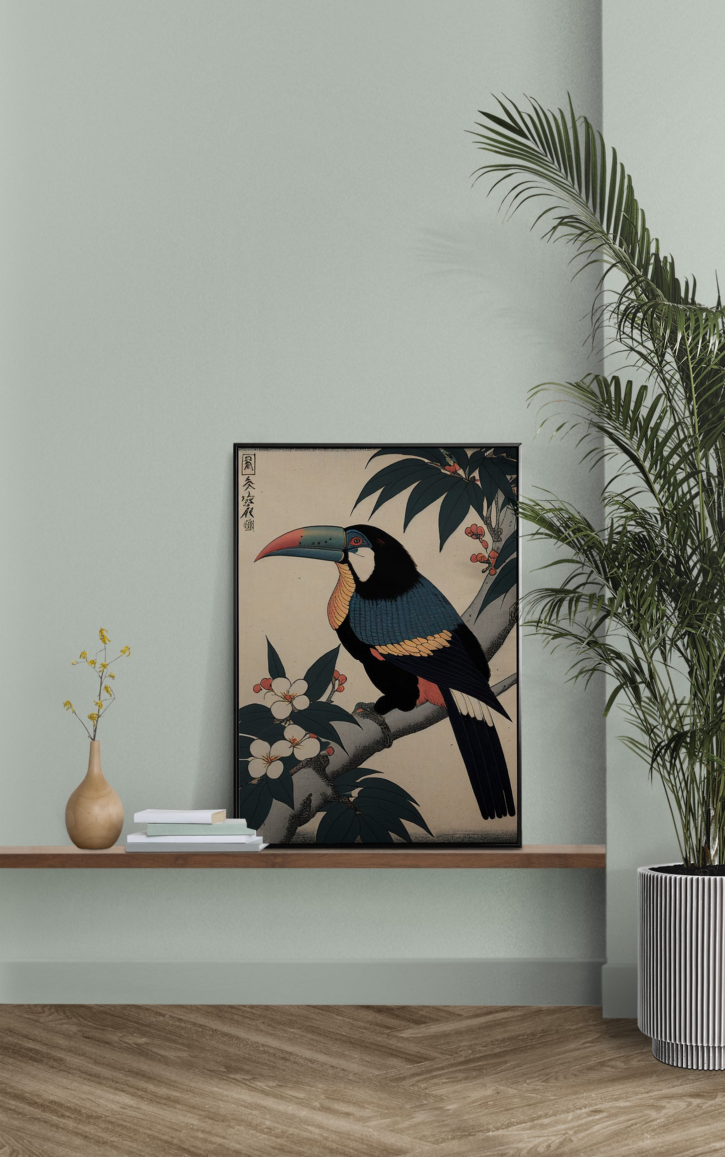 Japanese Ukiyo-e Toucan Poster, Artistic Illustration Wall Art, Unique Toucan Decor for Home & Office