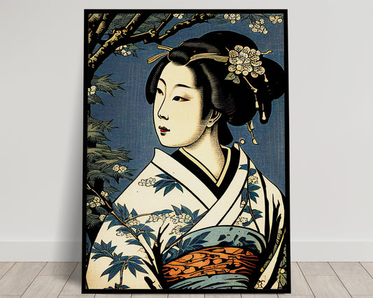 Japanese Geisha Poster - Traditional Geiko Art Illustration for Elegant Wall Decoration, Frameable Japanese Print
