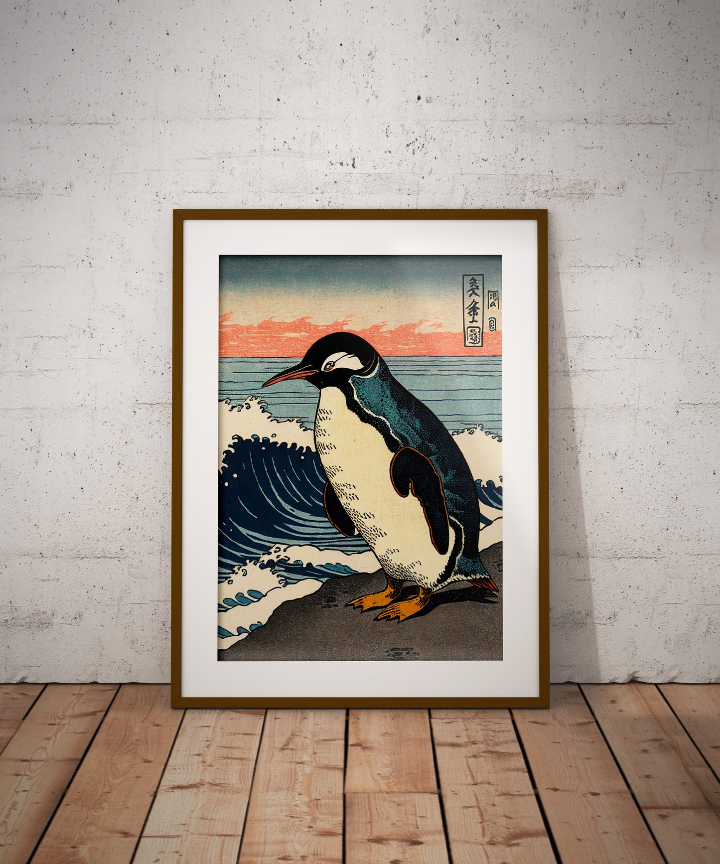 "Japanese Ukiyo-e Penguin Poster - Wall Art Illustration, Japan Style Print for Home Decor"