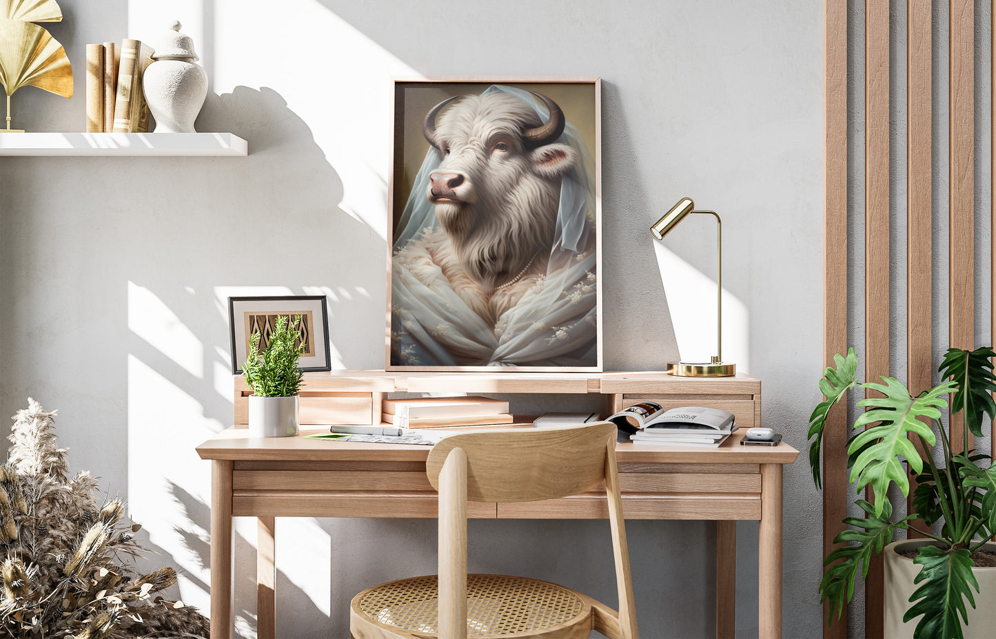 Buffalo Wedding Dress Poster - Funny Animal Wall Decor - Unique Bride Wall Art - Creative Gift Idea