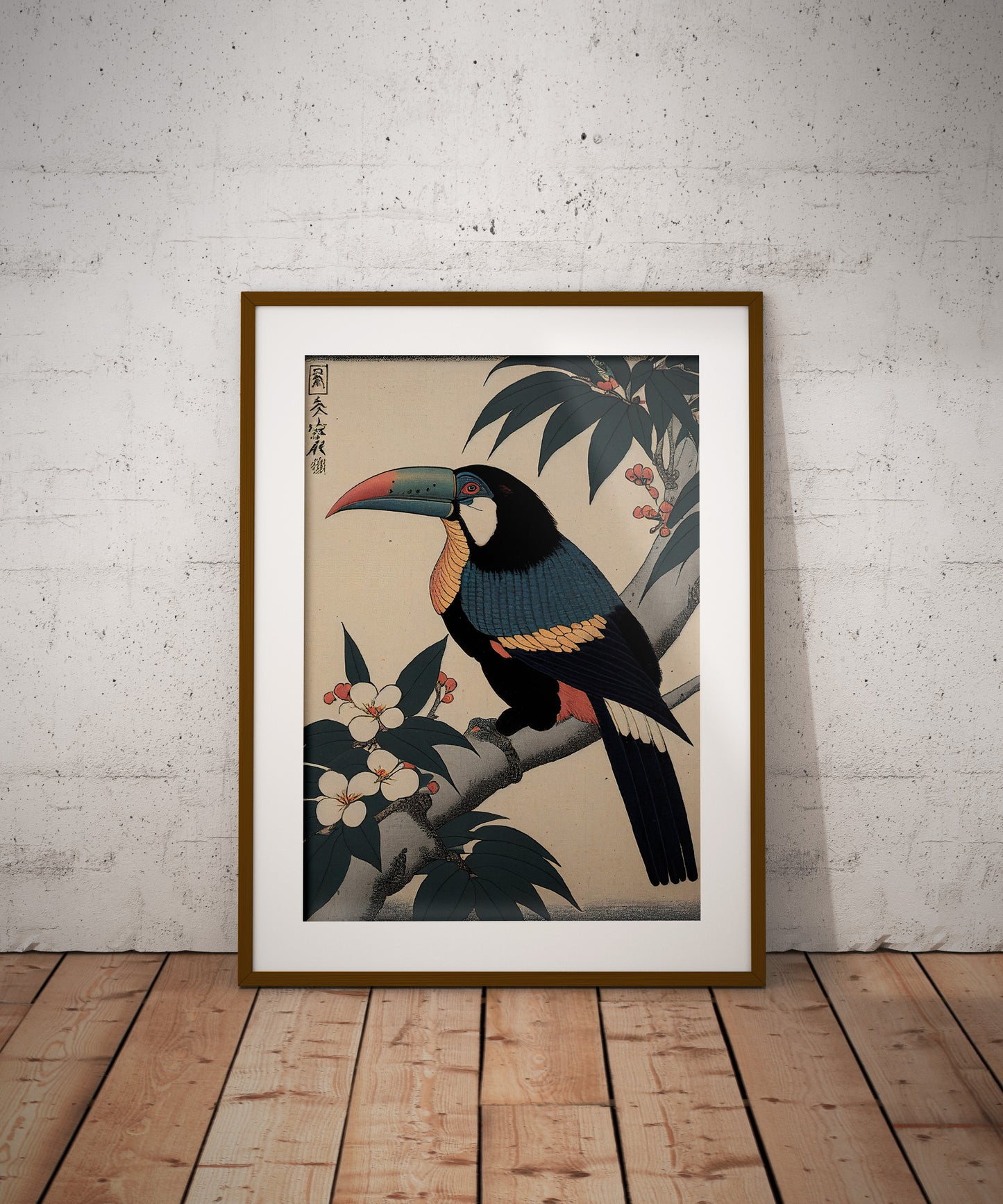 Japanese Ukiyo-e Toucan Poster, Artistic Illustration Wall Art, Unique Toucan Decor for Home & Office