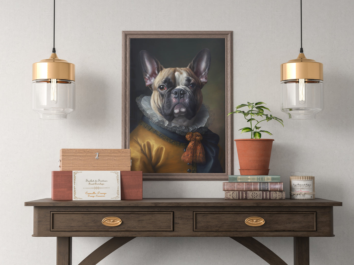 "Baroque Style Noble French Bulldog Poster - Elegant Dog Wall Art Decoration – Frameable Animal Print"