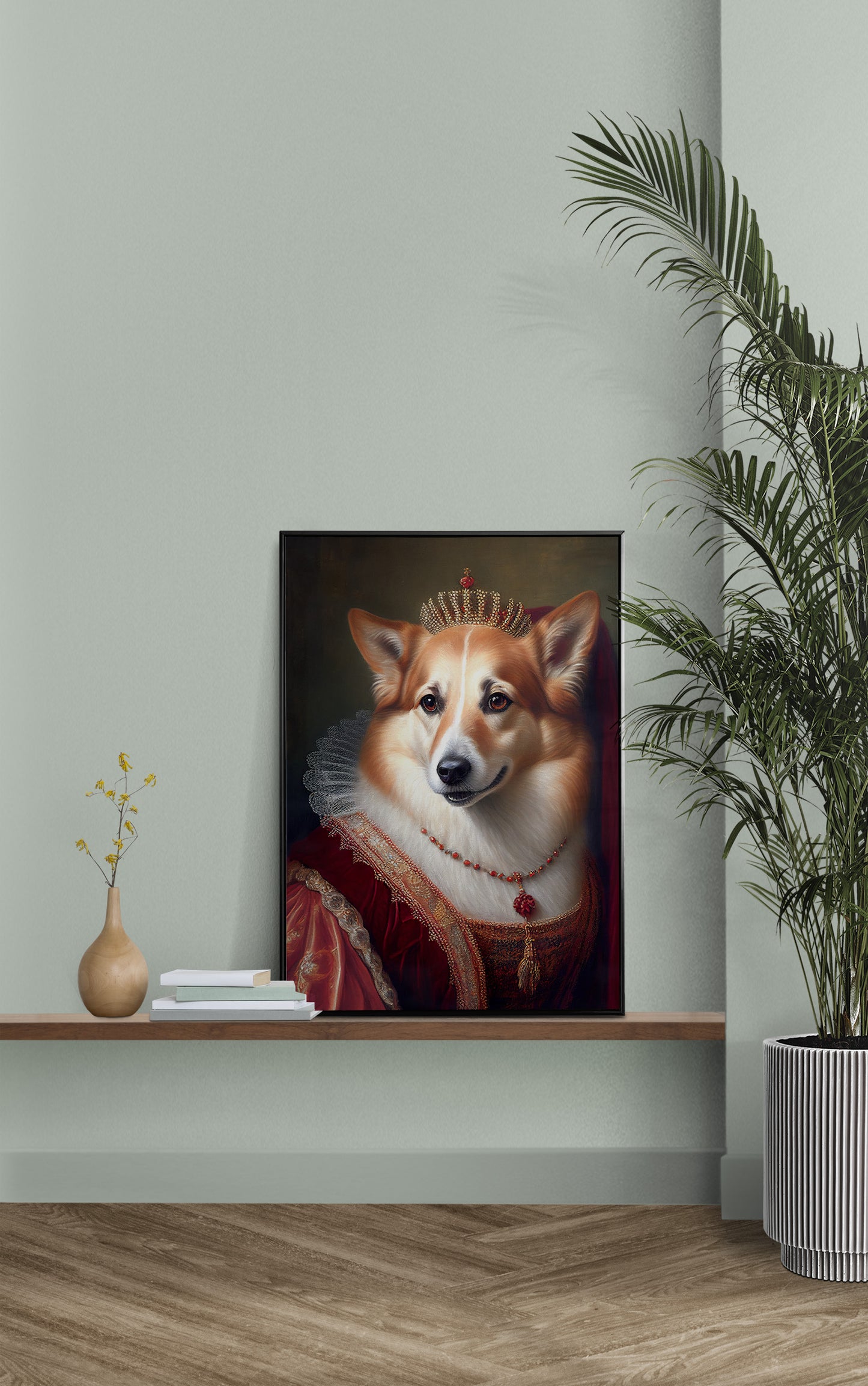 Baroque Style Corgi Portrait Poster | Noble Animal Wall Art Decoration | Dog Wall Poster for Framing