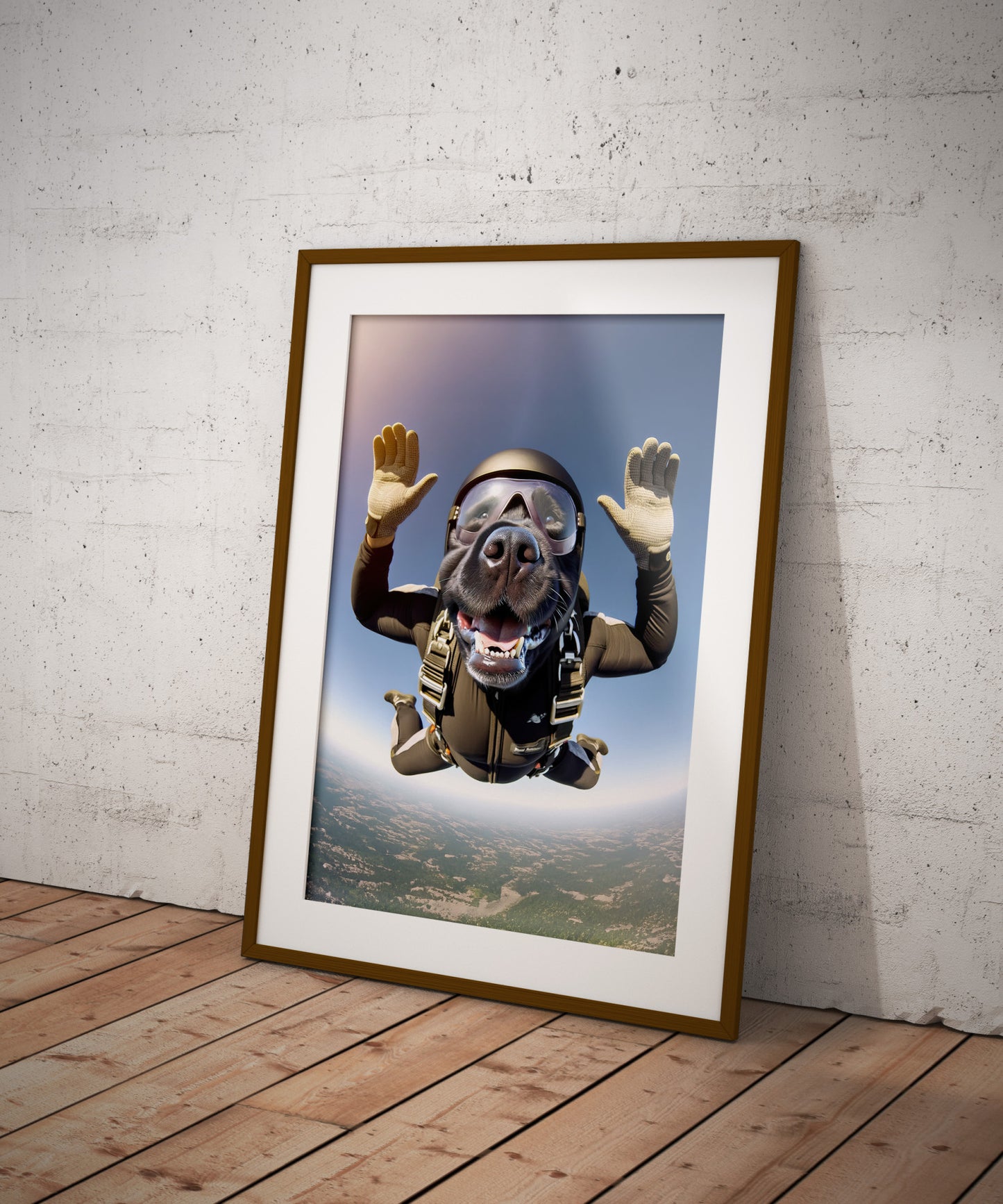 Epic Skydiving Black Labrador Poster - Unique Animal Print, Extreme Sport Wall Art, Dog Lover Gift Decor