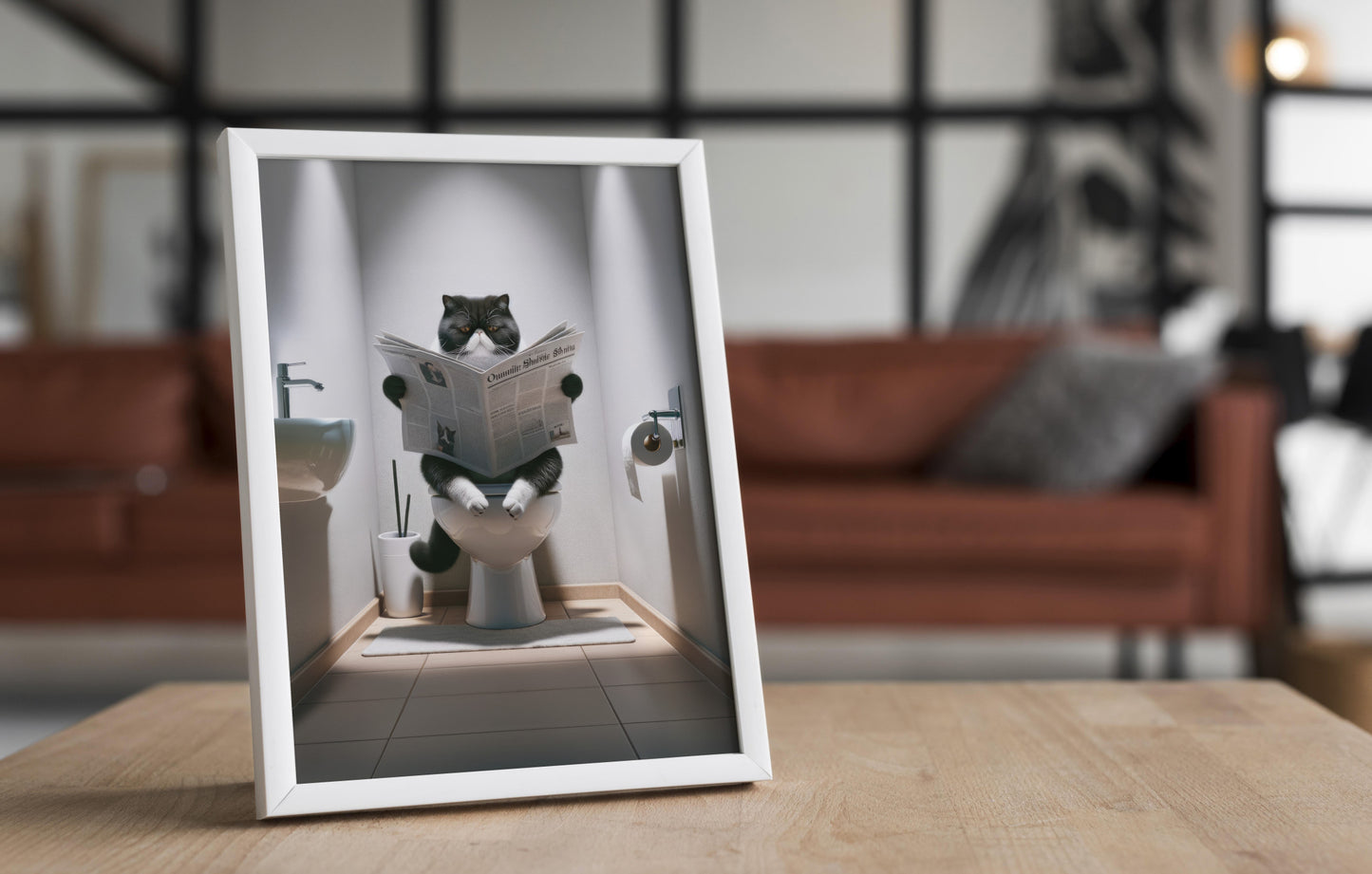 "Funny Exotic Shorthair Cat Bathroom Poster - Humorous Wall Art for WC, Gag Gift"