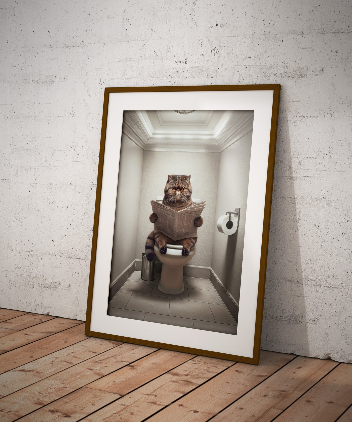 Brown Tabby Exotic Shorthair Cat Toilet Poster - Bathroom Decor, Wall Art, Cat Lover Gift