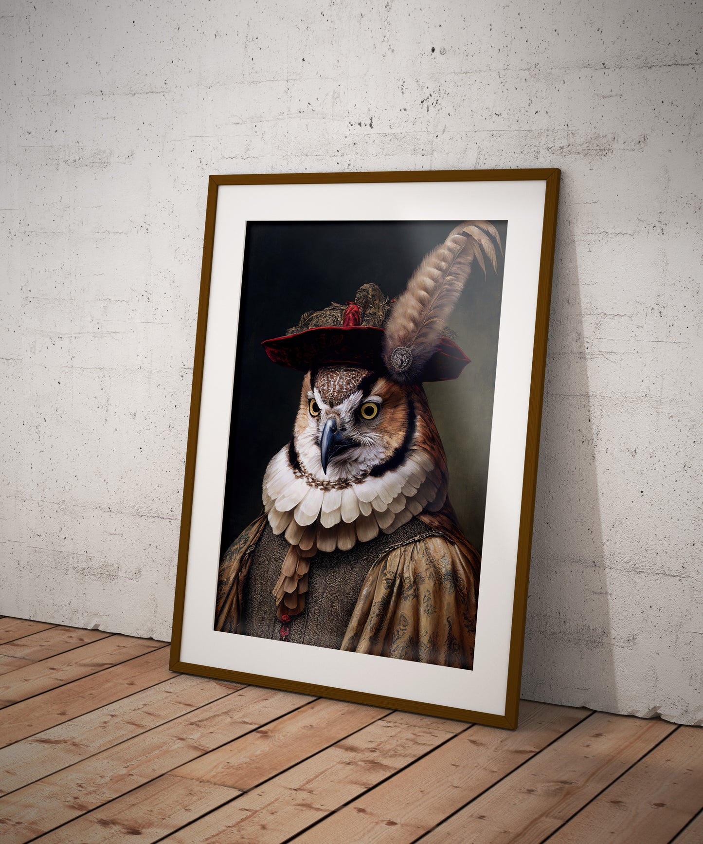 Baroque Style Noble Owl Poster - Elegant Animal Wall Art for Home Decor