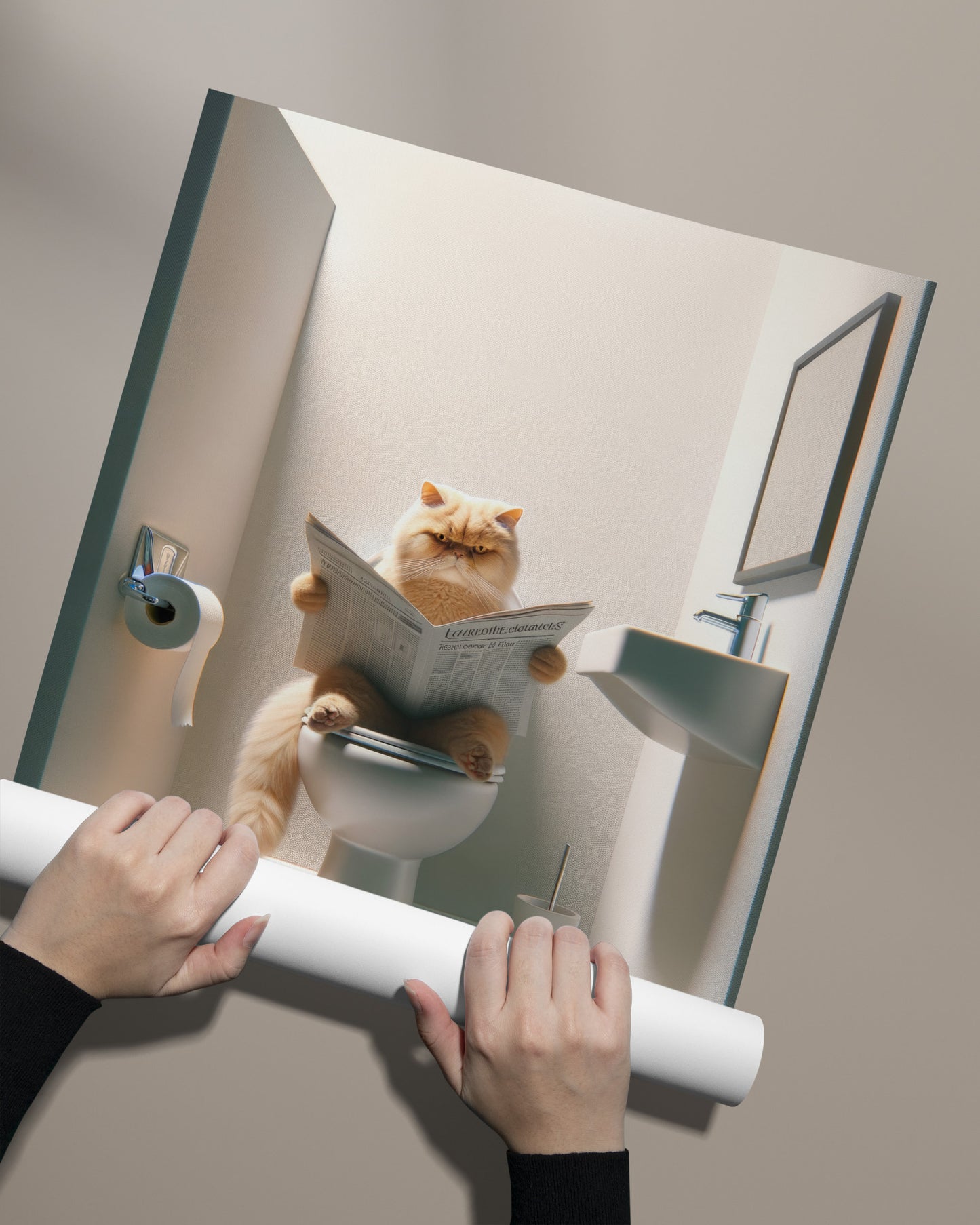 Affiche Murale Chat Persan Golden Shaded, Déco Humour Toilettes & Salle de Bain, Cadeau Original Chat