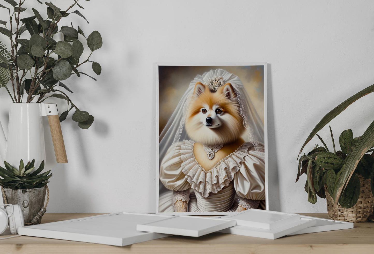 Dog Wedding Poster - Funny Animal Wall Art | Bride Spitz in Dress | Unique Home Decor | Perfect Gift