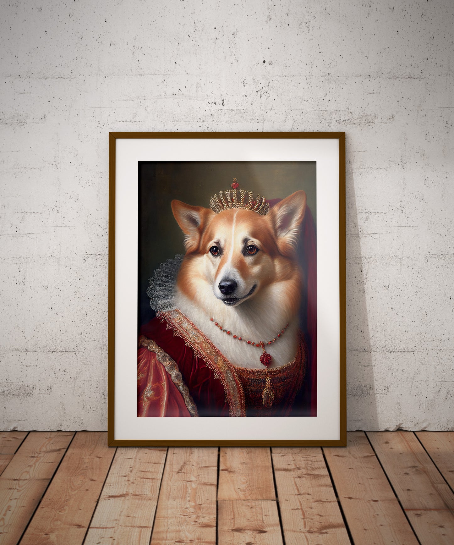 Baroque Style Corgi Portrait Poster | Noble Animal Wall Art Decoration | Dog Wall Poster for Framing