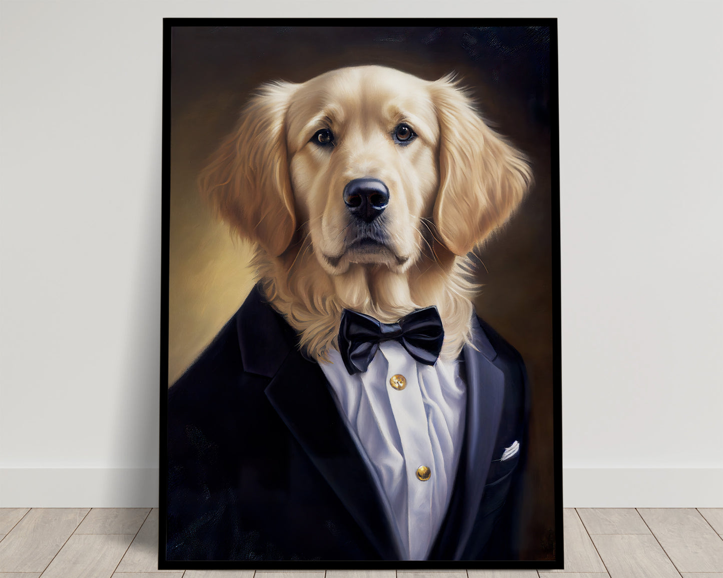 Golden Retriever in Tuxedo Poster - Animal Wall Art, Dog Portrait, Home Decor