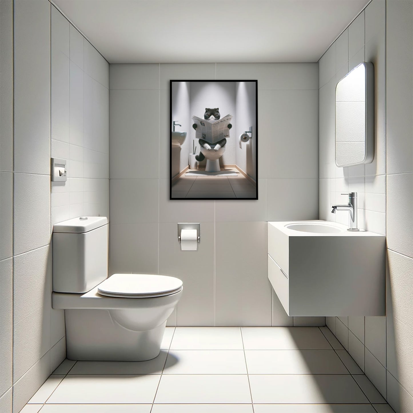 "Funny Exotic Shorthair Cat Bathroom Poster - Humorous Wall Art for WC, Gag Gift"