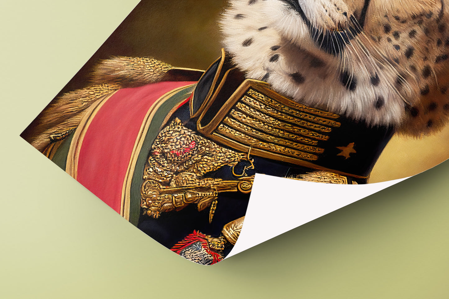 Poster Guépard en Uniforme Militaire - Décoration Murale Animaux - Art Mural Élégant pour Intérieurs