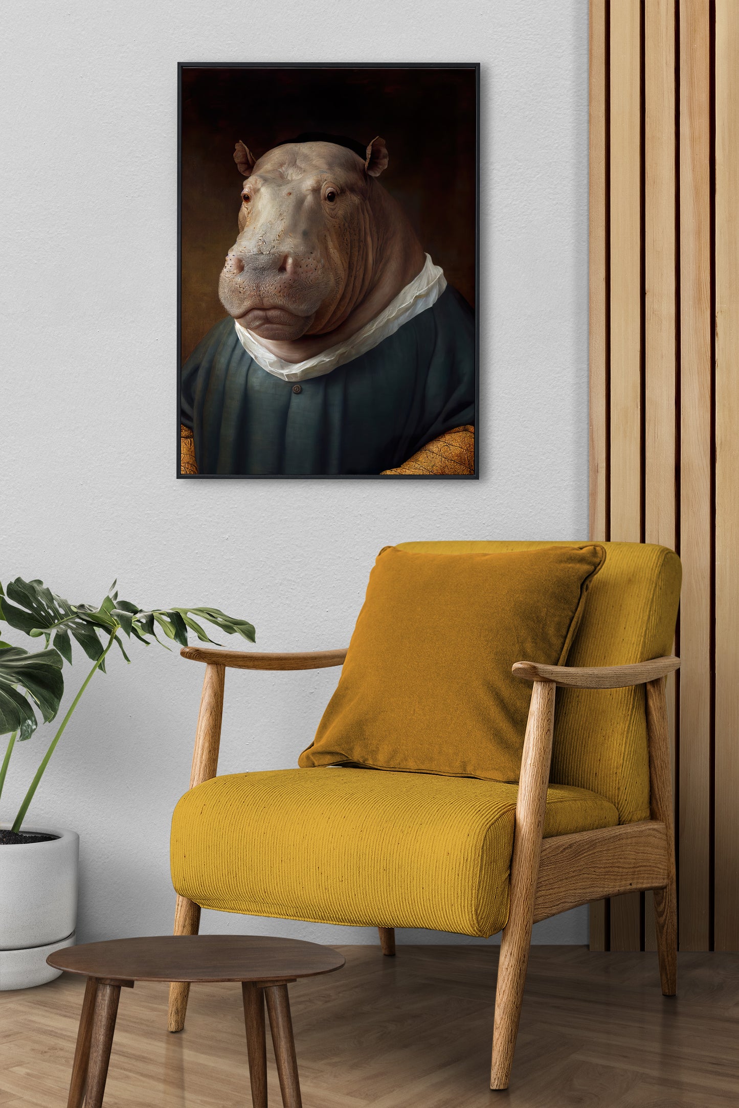Baroque Style Hippopotamus Poster - Noble Animal Wall Art Décor | Frame-Ready Hippo Print