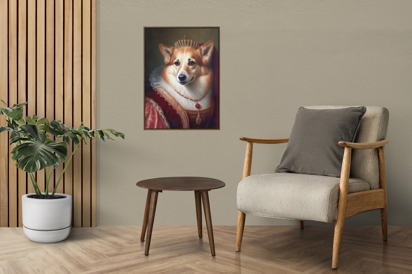 Baroque Style Corgi Portrait Poster | Noble Animal Wall Art Decoration | Dog Wall Poster for Framing