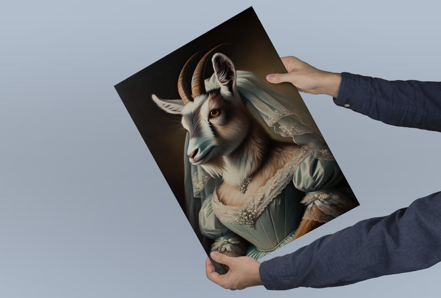"Funny Goat in Wedding Dress Poster - Unique Animal Wall Art & Decor - Bride Portrait - Perfect Gift"