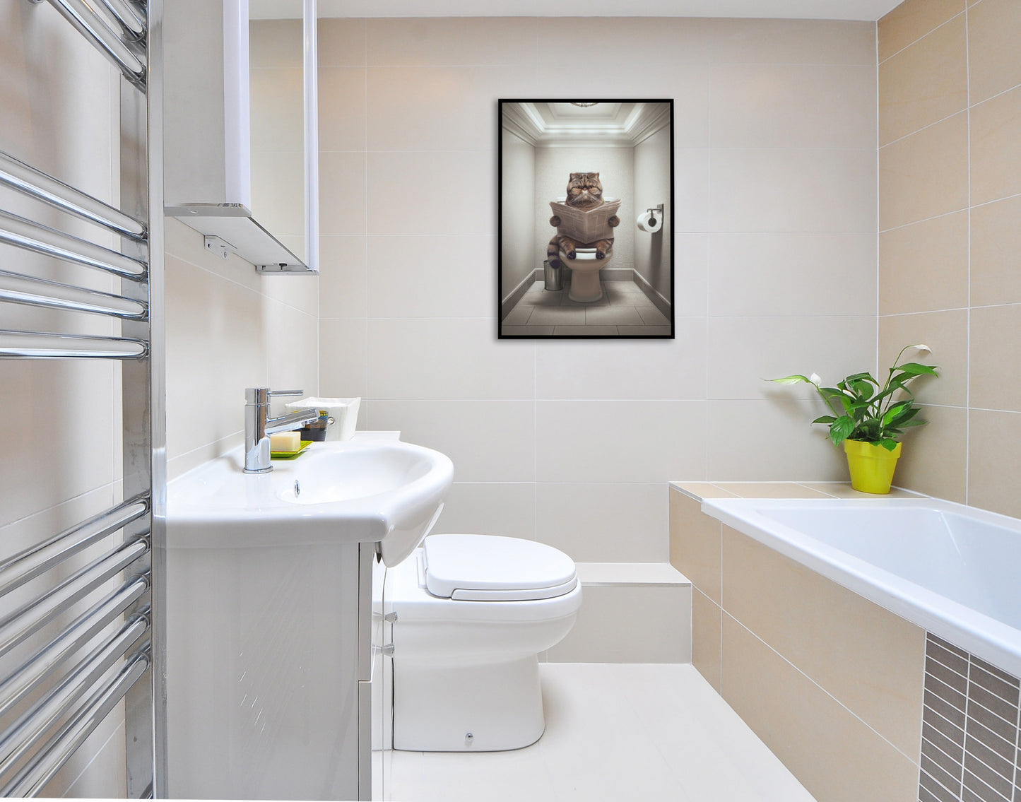 Brown Tabby Exotic Shorthair Cat Toilet Poster - Bathroom Decor, Wall Art, Cat Lover Gift