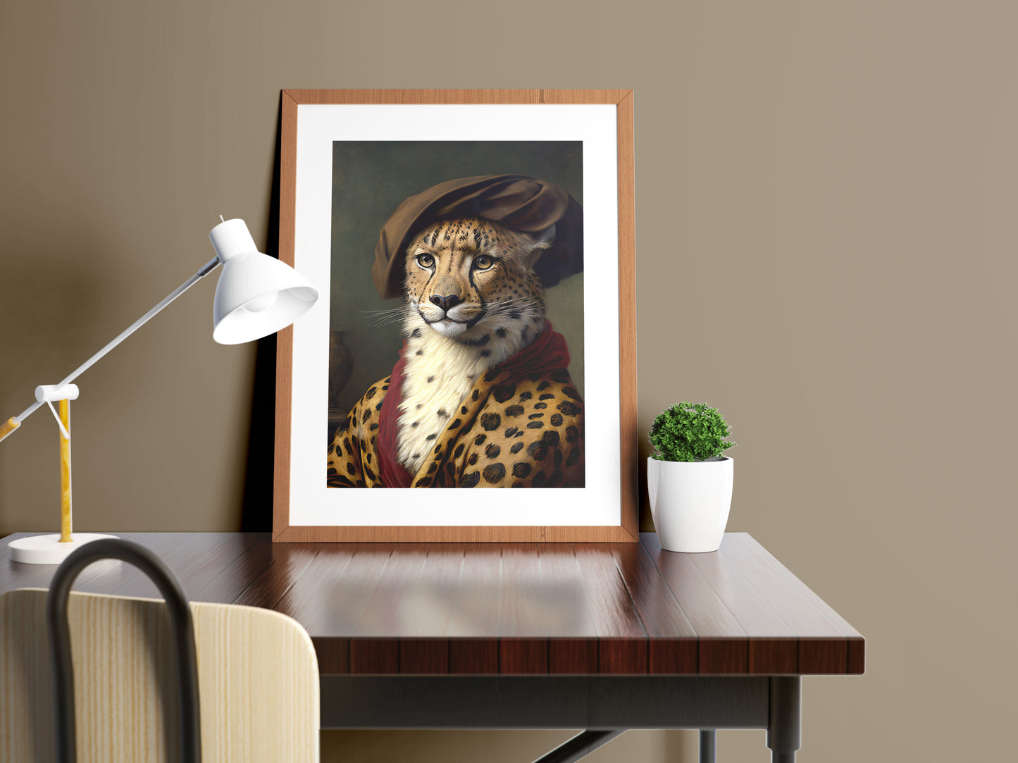 Baroque Style Cheetah Portrait Poster | Animal Wall Decor | Feline Art Print for Framing