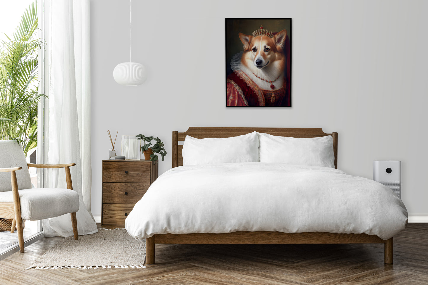 Baroque Style Corgi Portrait Poster | Noble Animal Wall Art Decoration | Dog Wall Poster for Framing