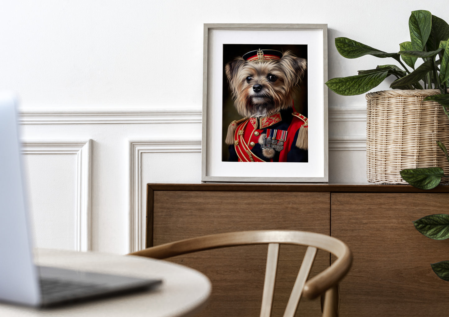 Affiche Murale Yorkshire Uniforme Militaire - Poster Art Mural Animal Déco Chien
