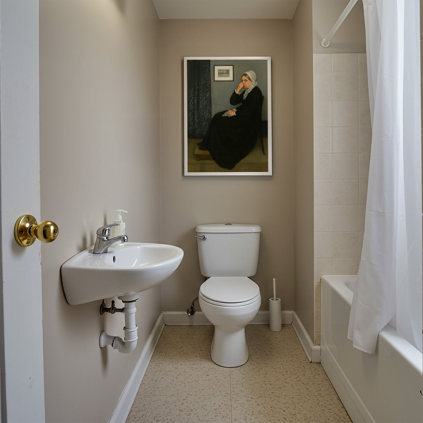 Poster Humour Toilettes - Mère de Whistler - Affiche Déco WC Insolite - Idée Cadeau Crémaillère Originale - Cadre pour Salle de Bain ou Toilettes