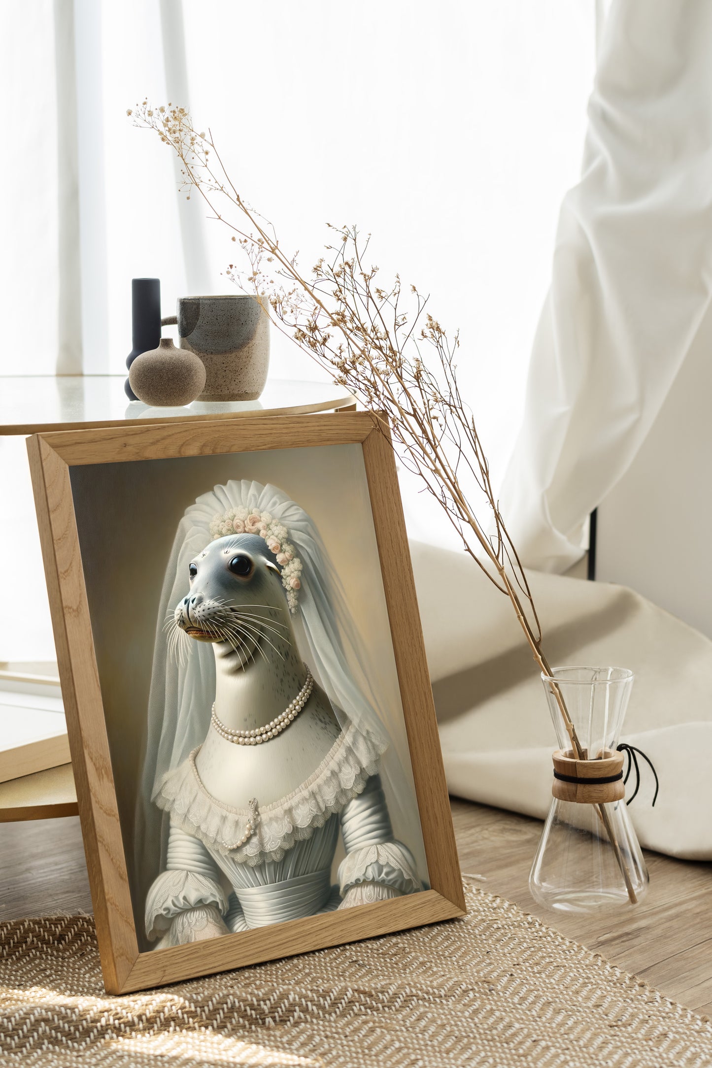 Seal Wedding Dress Poster - Animal Wall Décor | Unique Bride Wall Art | Funny Frame Gift