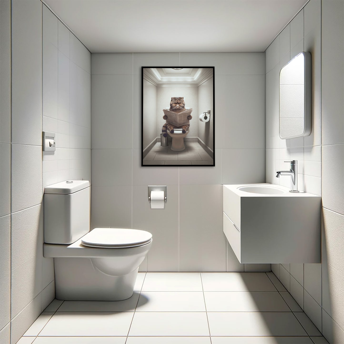Brown Tabby Exotic Shorthair Cat Toilet Poster - Bathroom Decor, Wall Art, Cat Lover Gift
