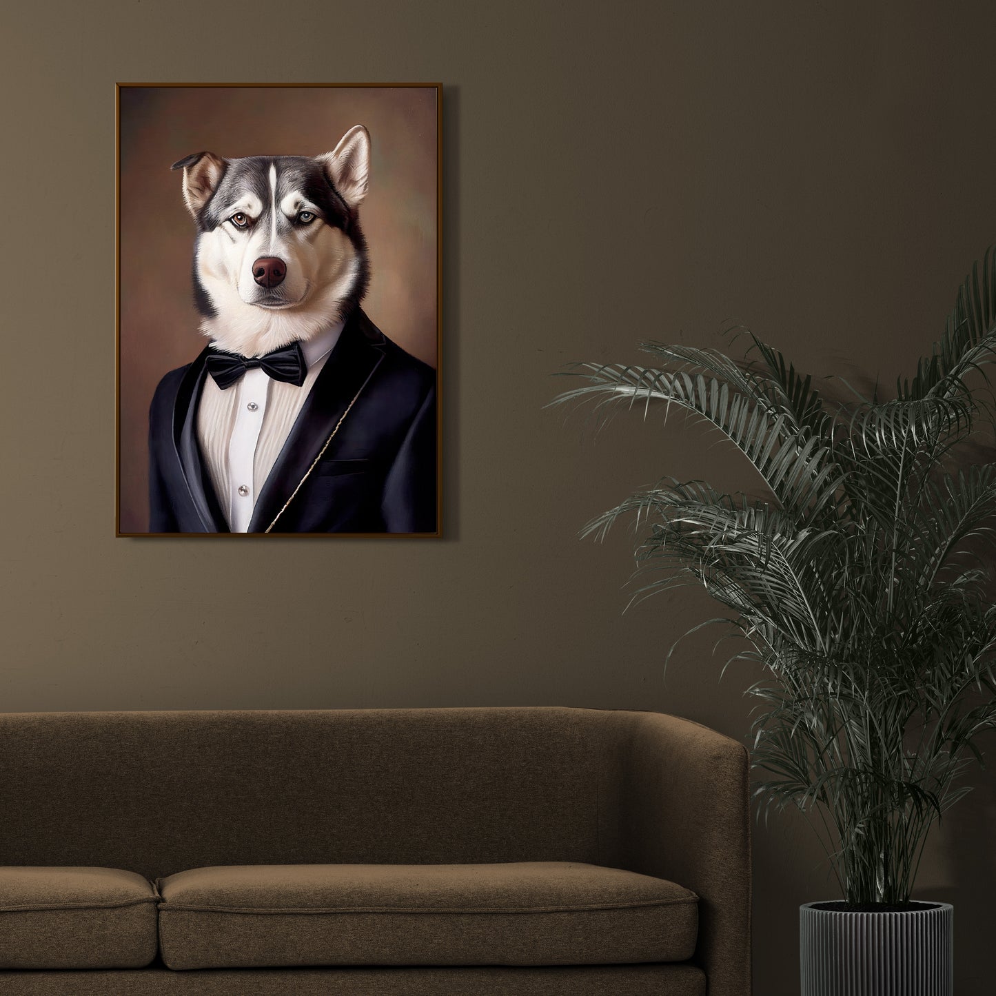 Husky Tuxedo Poster - Animal Wall Art Decoration, Elegant Dog Portrait, Premium Wall Poster for Home Decor