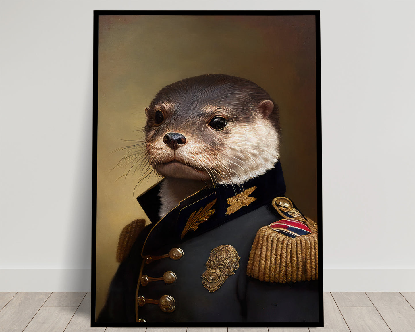 Otter Poster in Military Uniform - Unique Animal Wall Art, Otter Wall Print, Home Décor 