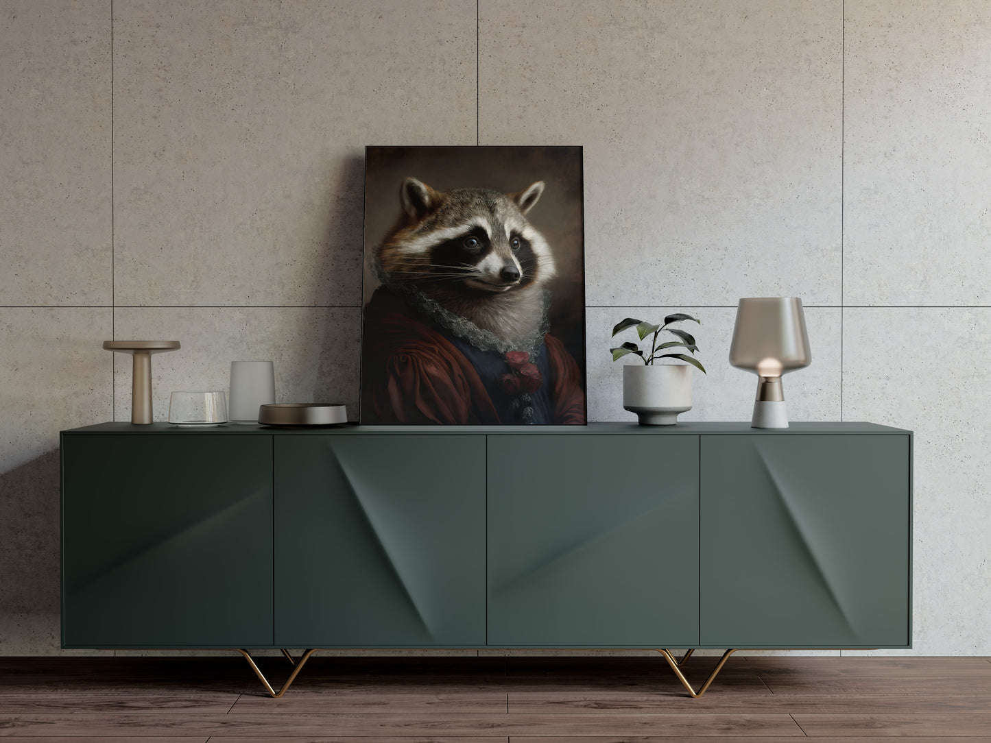 Baroque Style Raccoon Poster - Animal Wall Art for Home Decor - Frameable Raccoon Poster Decoration