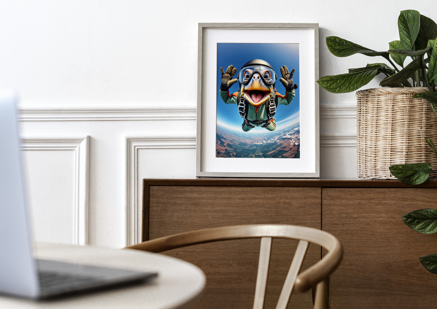 Affiche Tortue Saut en Parachute - Poster Animal Skydiving - Décor Murale Sport Extrême - Idée Cadeau Originale
