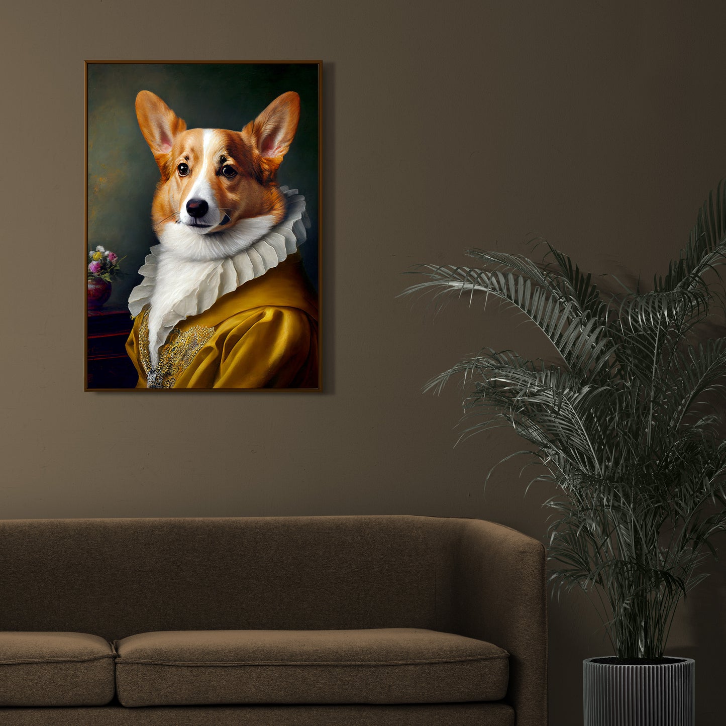 Baroque Style Noble Corgi Portrait Poster | Dog Wall Art Illustration | Animal Decor