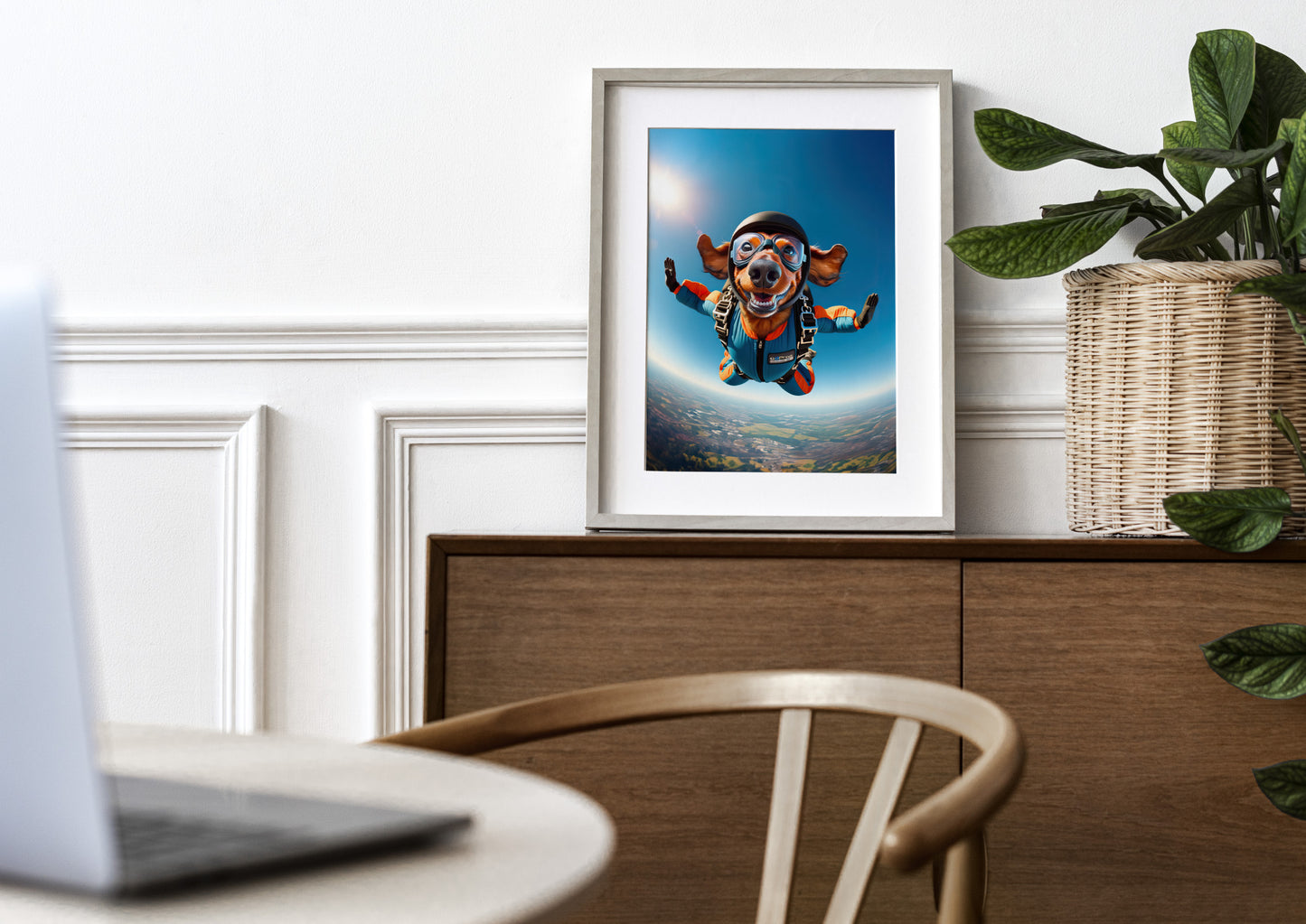 Skydiving Dachshund Dog Poster - Epic Wall Art for Animal Lovers - Unique Extreme Sports Decor - Dog Lover Gift