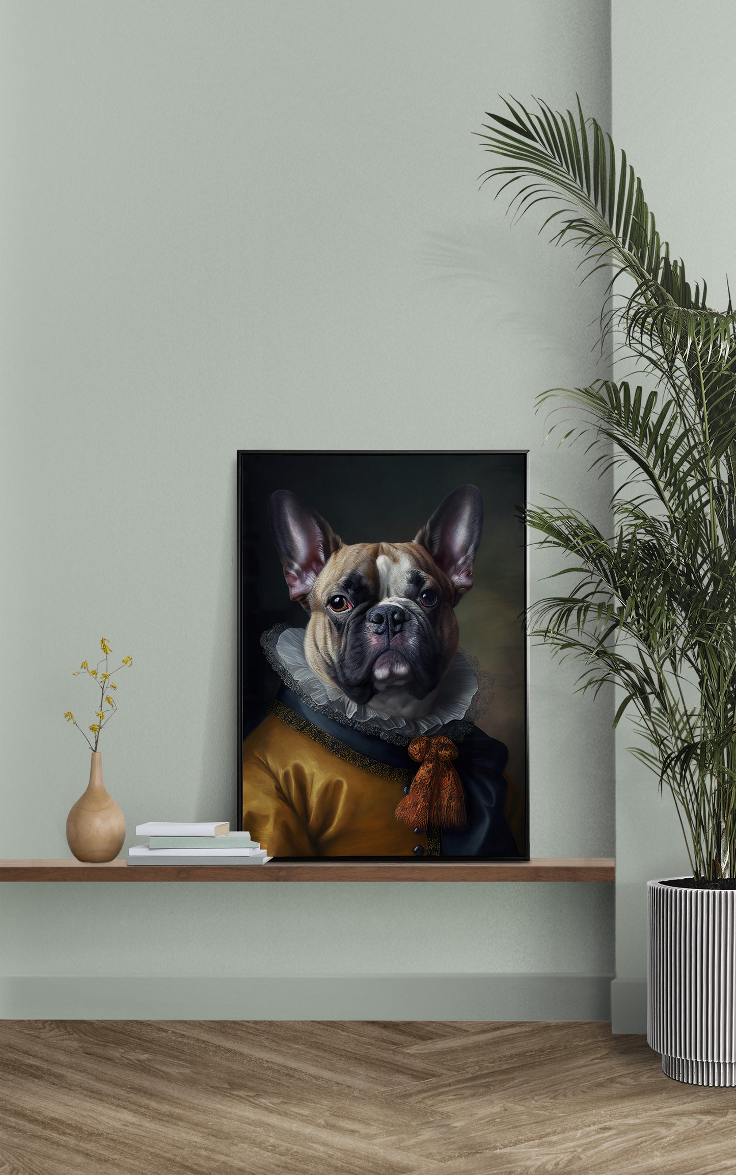 "Baroque Style Noble French Bulldog Poster - Elegant Dog Wall Art Decoration – Frameable Animal Print"