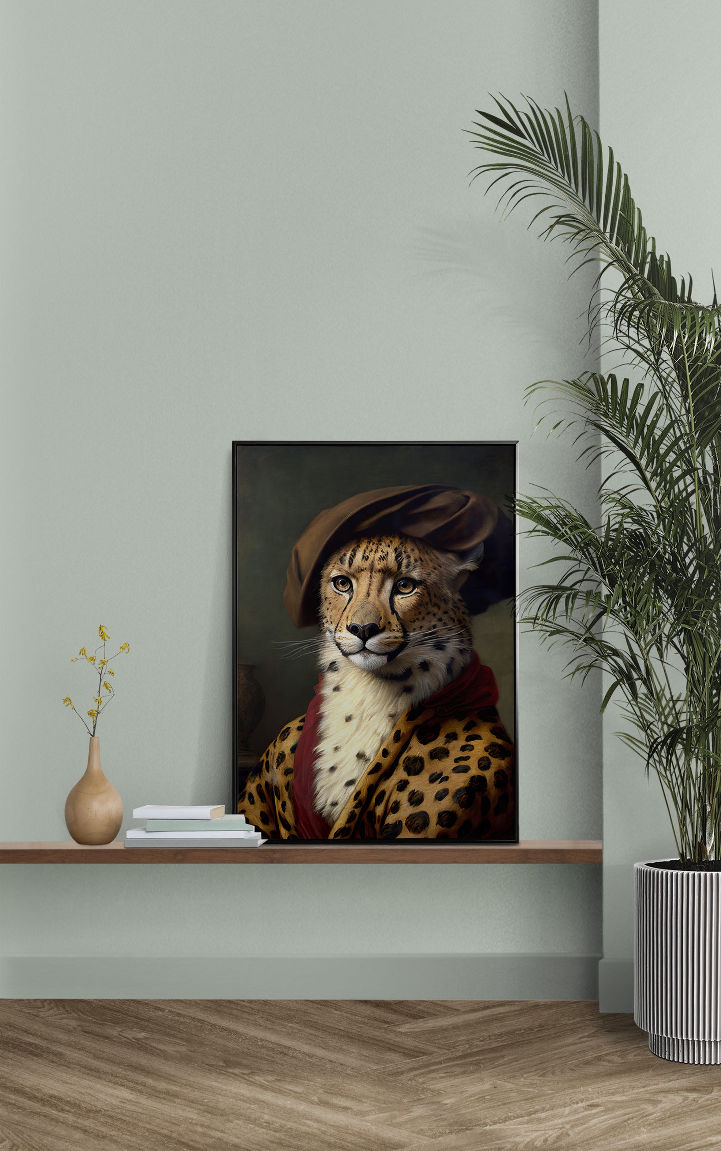 Baroque Style Cheetah Portrait Poster | Animal Wall Decor | Feline Art Print for Framing