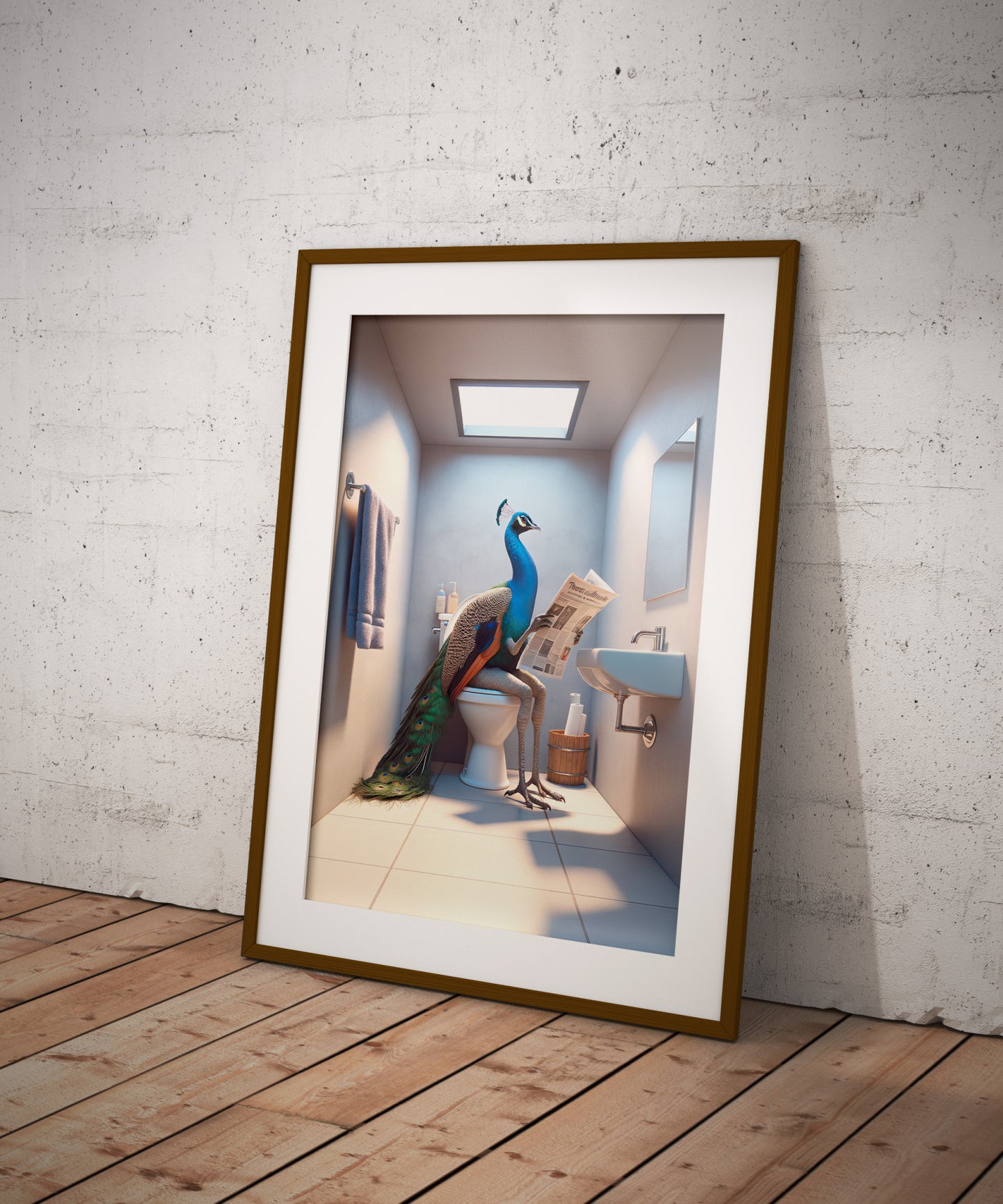 Peacock Toilet Humor Poster - Unique Funny Bathroom Wall Art Decor, Gag Gift WC Poster