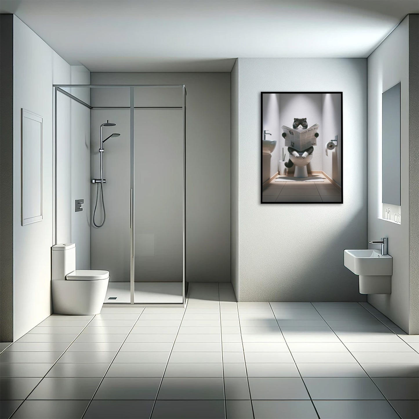 "Funny Exotic Shorthair Cat Bathroom Poster - Humorous Wall Art for WC, Gag Gift"