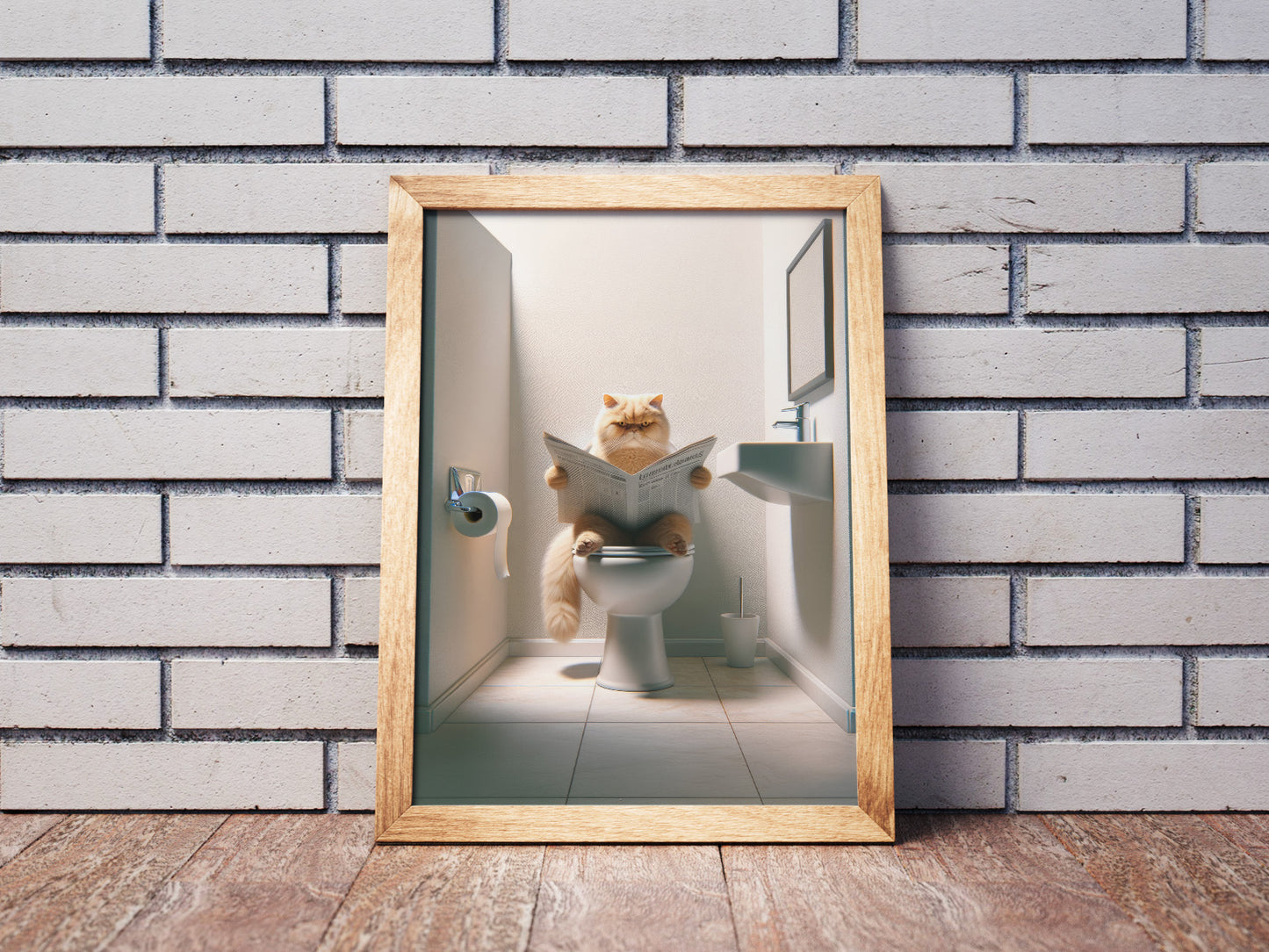 Affiche Murale Chat Persan Golden Shaded, Déco Humour Toilettes & Salle de Bain, Cadeau Original Chat
