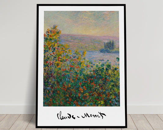 Claude Monet Poster: Flower Beds at Vétheuil (1881) | Impressionist Wall Art Reproduction | Classic Masterpiece Print