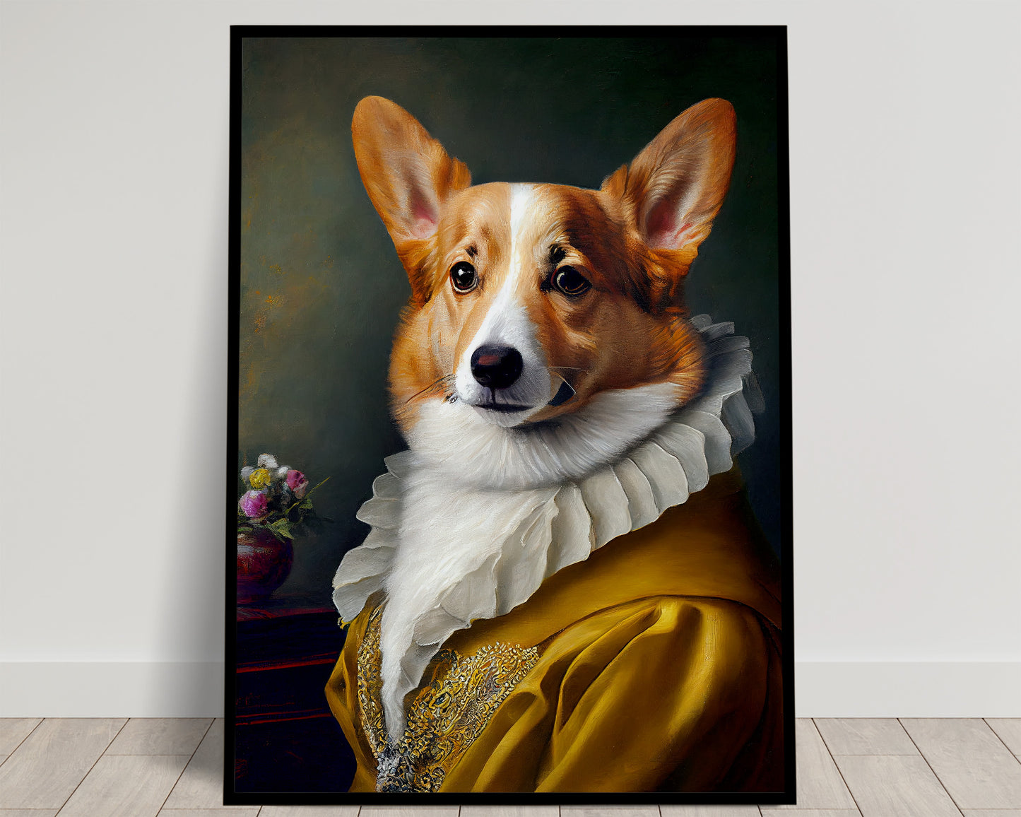 Baroque Style Noble Corgi Portrait Poster | Dog Wall Art Illustration | Animal Decor