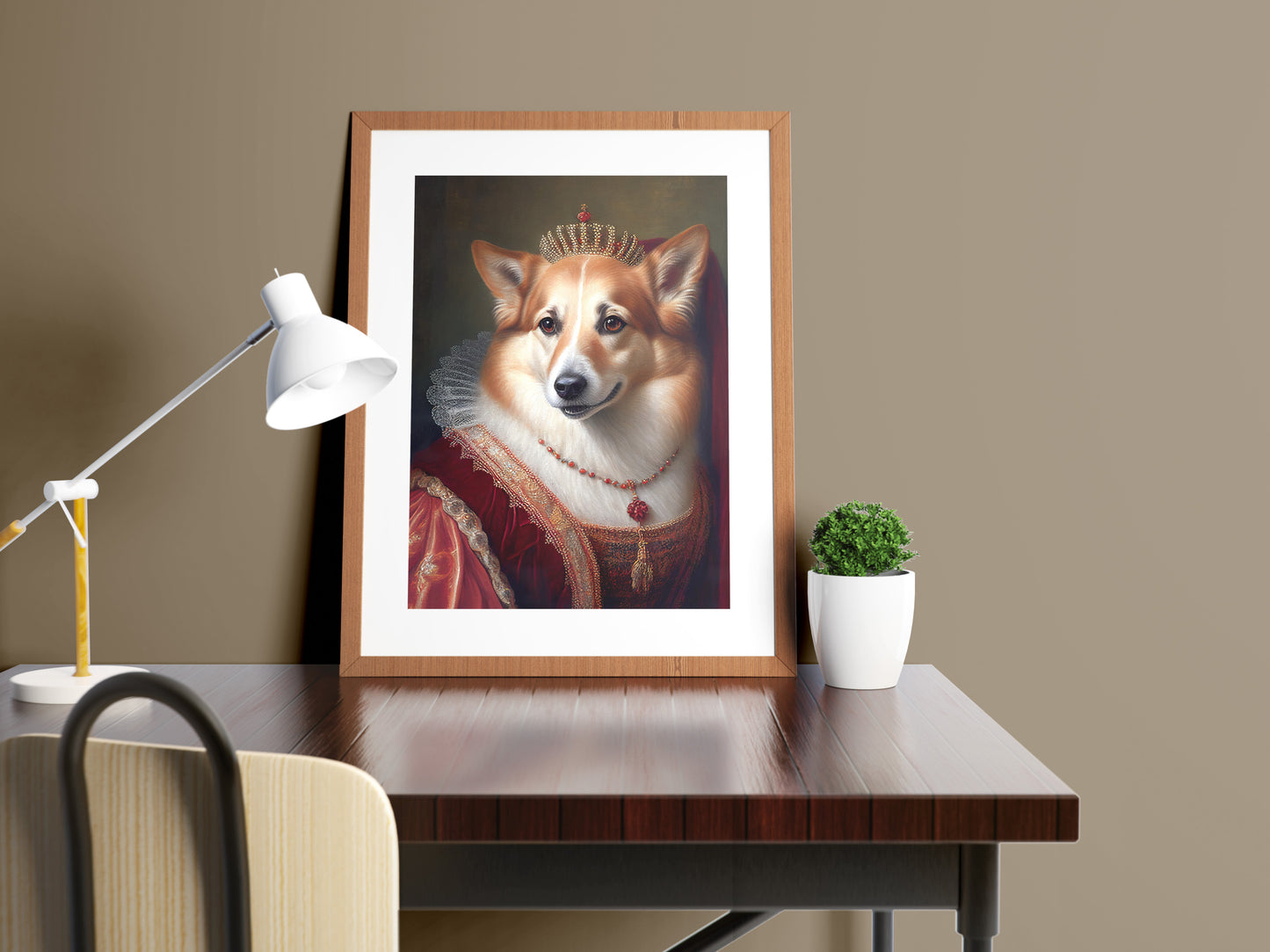 Baroque Style Corgi Portrait Poster | Noble Animal Wall Art Decoration | Dog Wall Poster for Framing