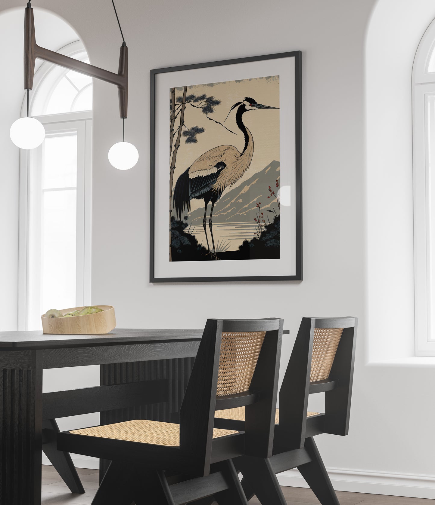 Japanese Crane Poster - Elegant Bird Wall Art, Japanese Style Illustration, Frameable Wall Decor
