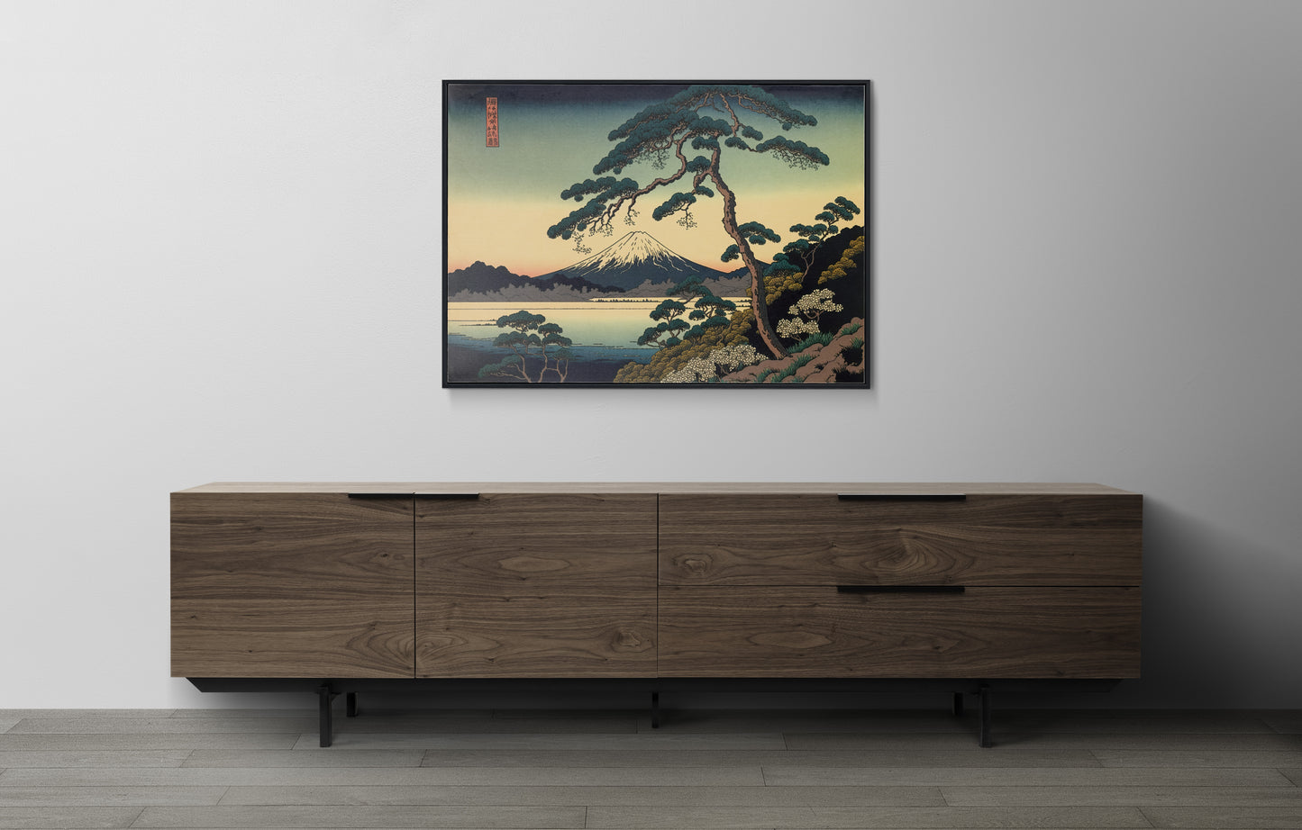 Japanese Mountain Landscape Poster, Japanese Art Style Illustration, Scenic Wall Decor for Home or Office